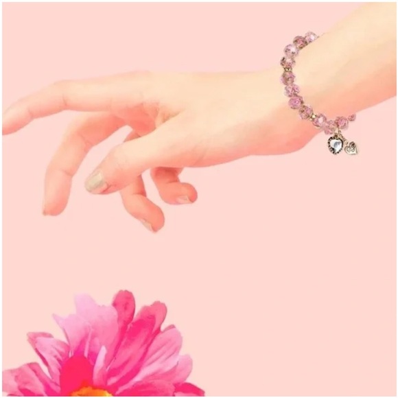 BETSEY JOHNSON Pink Flower Beaded Stretch Bracelet - Picture 3 of 7